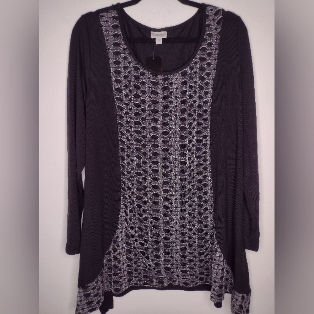 NWT Avenue Women's Black/Tunic Ellery Top Size 22/24